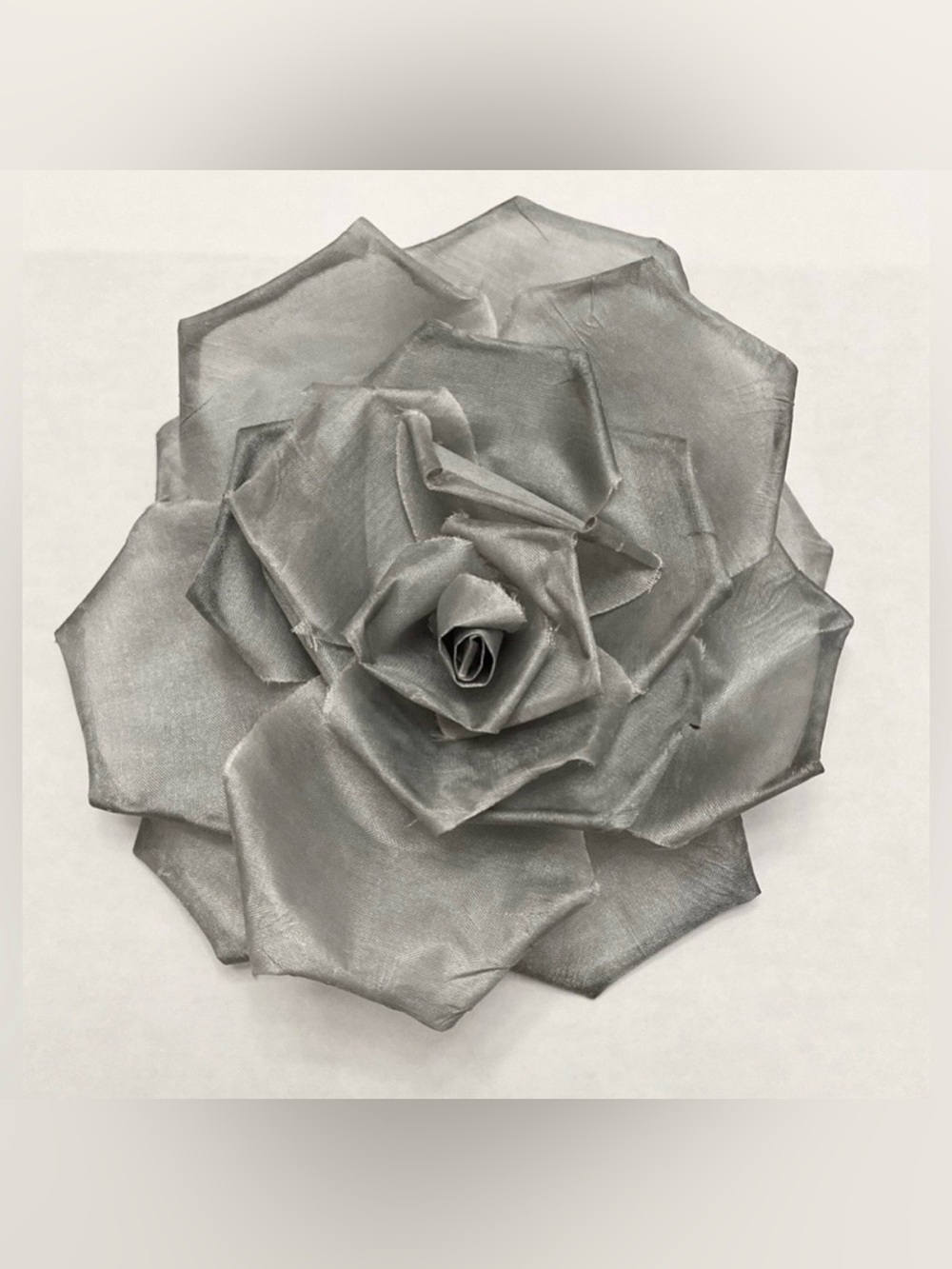 Grey Taffeta Layered Flower Petals Elegant Romantic Versatile Hair Clip & Pin